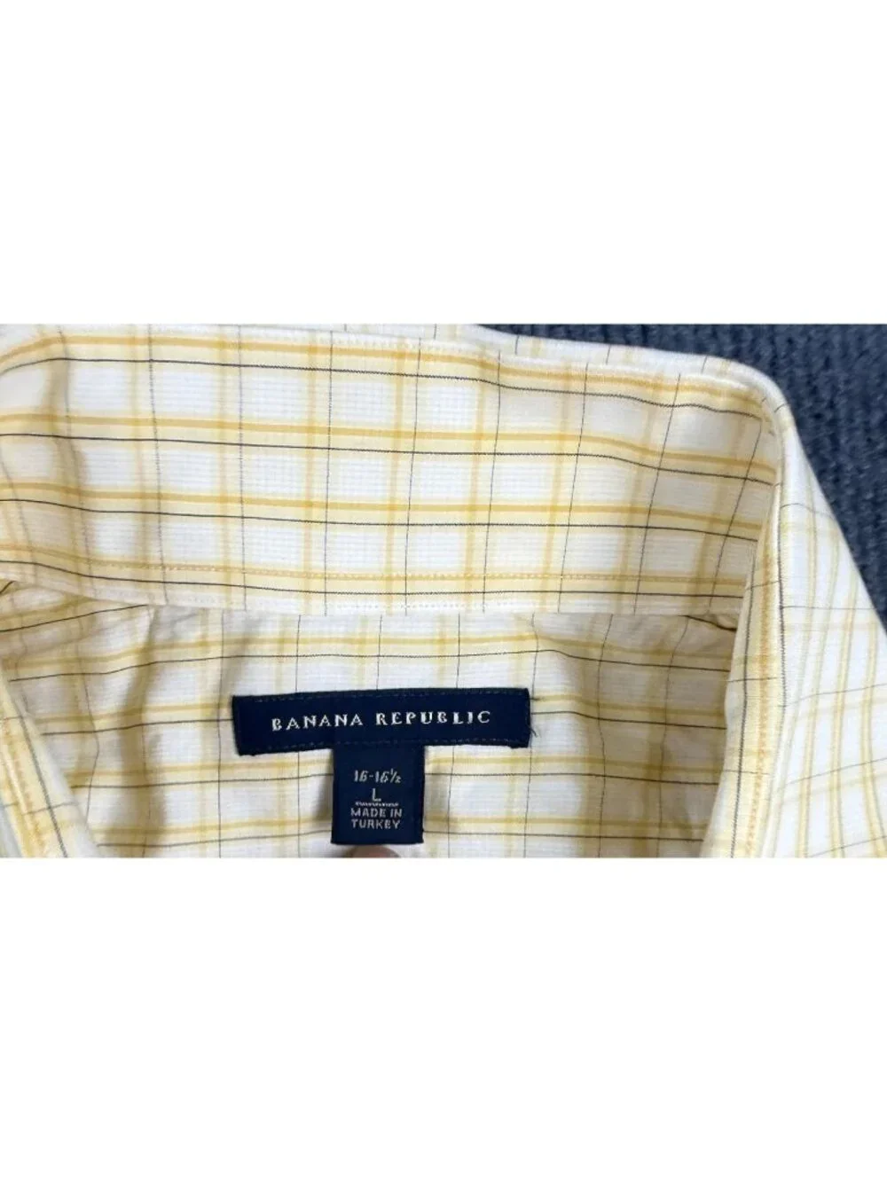 Banana Republic Mens Yellow & White Plaid Long Sleeve Shirt Size Large  16-16.5
